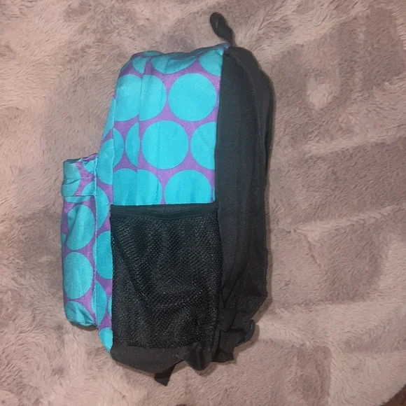 Wildkin purple turquoise blue polka dot backpack 🎒school bookbag zipper pockets - Picture 5 of 11